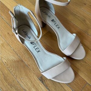 Life Stride Nude Ankle-Strap Block Heel Sandals